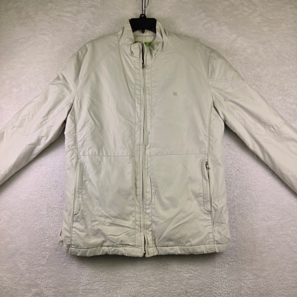 Frion 105 Mens Light Beige Mock Neck Full Zip Jacket Size 105 L Utility Casual